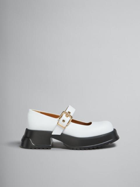 WHITE LEATHER MARY JANE WITH PLATFORM SOLE