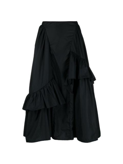 ruffled cotton midi skirt