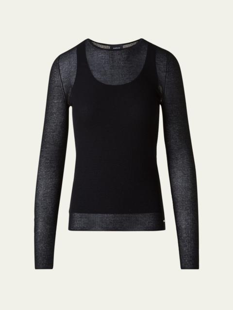 AKRIS Structured Double Layer Cotton-Blend Sweater