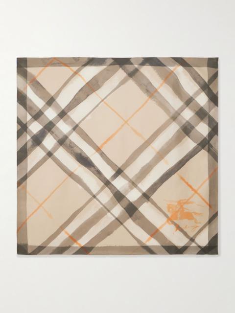 Burberry Printed silk-twill scarf Beige