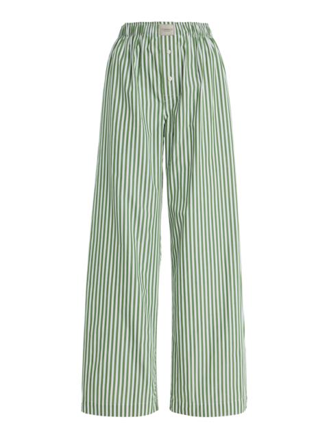 Comme Si La Boxer Alta Striped Cotton-Poplin Pants