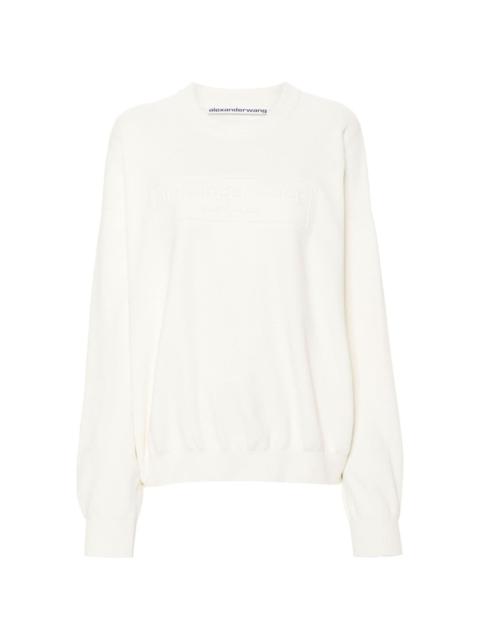 logo-embroidered ribbed jumper