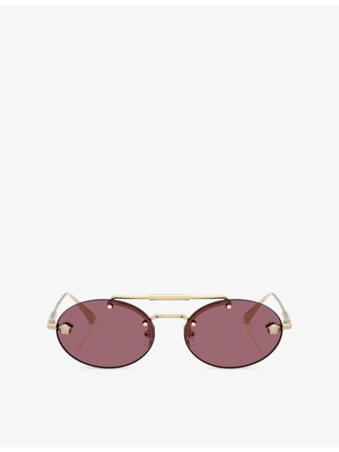 VERSACE VE2295 Oval-Frame Metal Sunglasses