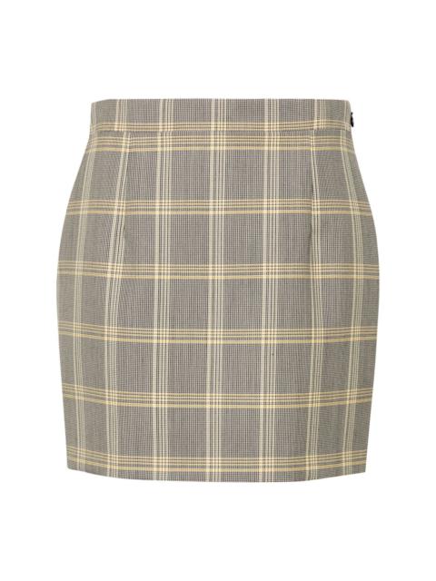 plaid-check fitted miniskirt