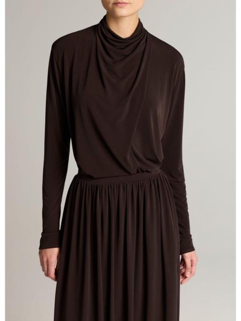 Vince Draped-Neck Long-Sleeve Top