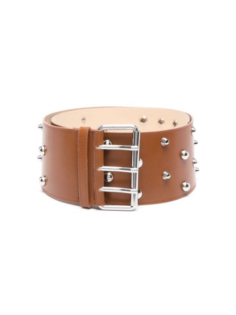 spike stud-embellished leather belt