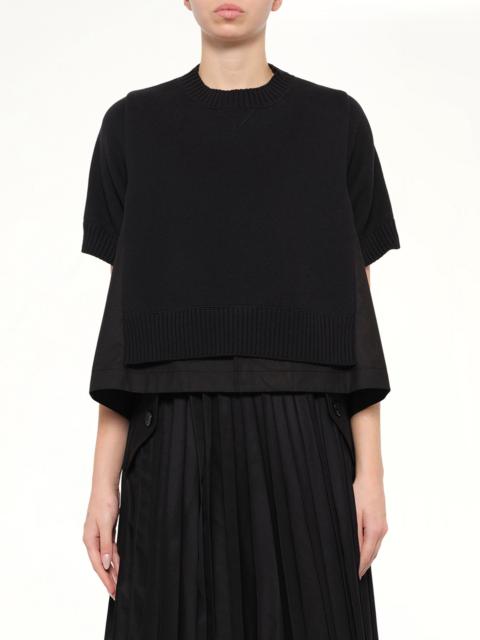 sacai Cotton Weather x Cotton Cashmere Knit Sweater in Black