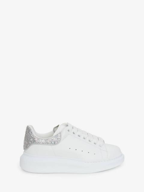Alexander McQueen Women's Oversized Sneaker in White/silver