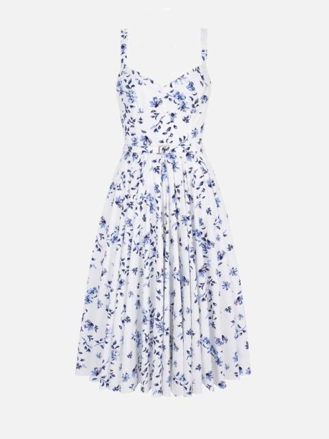 EMILIA WICKSTEAD Elita Dress in Blue Scattered Daisies on White Cotton