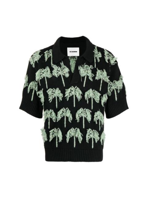 palm-tree knitted polo shirt