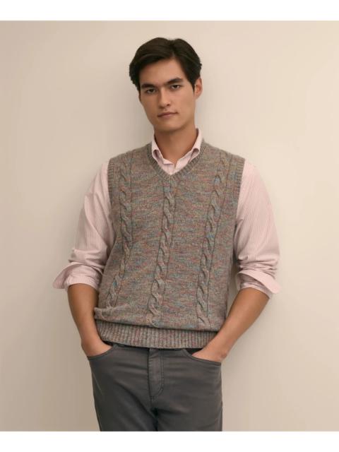 Brooks Brothers Wool-Yak-Cashmere Cable Knit Sweater Vest