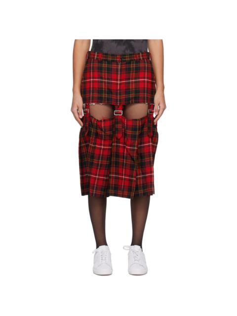 BLACK COMME des GARÇONS Red Cutout Midi Skirt