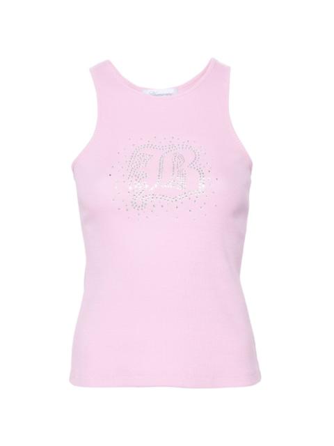 rhinestone-embellished fine-ribbed tank top