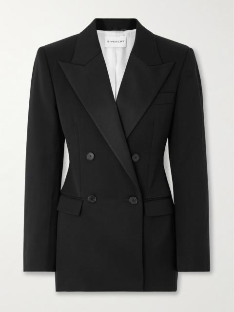 Givenchy Double-breasted Faille-trimmed Grain De Poudre Wool Blazer
