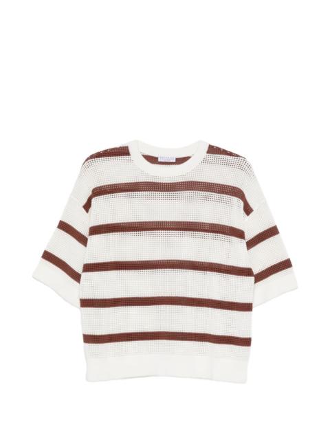 Brunello Cucinelli striped perforated sweater