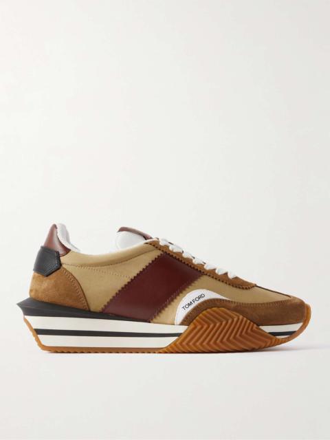 TOM FORD James Rubber-Trimmed Leather, Suede and Nylon Sneakers