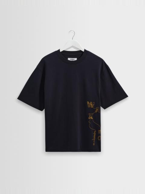 Wax London Milton - Navy And Gold Trailing Logo Organic Cotton T-Shirt