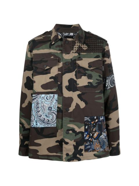 camouflage-print paisley-patch jacket