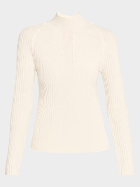Theory Cashmere Rib Mock-Neck Sweater