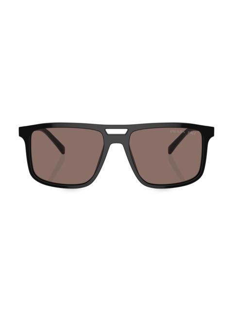 Prada Men's 58MM Rectangular Sunglasses - Black Brown