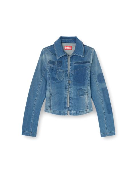 Diesel ONE-BUTTON DENIM SHIRT WITH PATCH EFFECTS