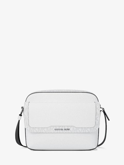 MICHAEL KORS Cooper Medium Pebbled Leather and Signature Logo Camera Crossbody Bag