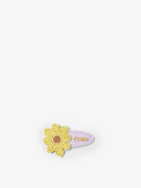 FENDI Hair Clip Yellow and lilac crocheted cotton hair clip.