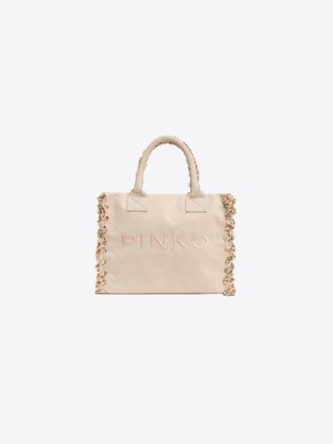 PINKO BEACH SHOPPER IN SALT-AND-PEPPER RECYCLED CANVAS
