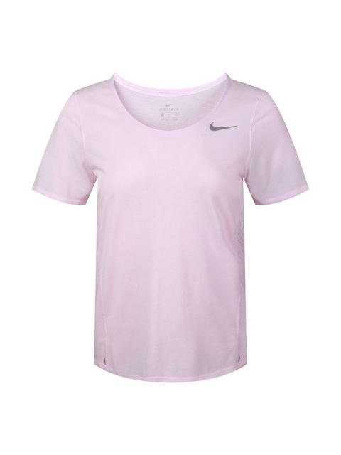 Nike (WMNS) Nike City Sleek Dri-FIT Quick Dry Running Short Sleeve Pink T-Shirt CU3235-663