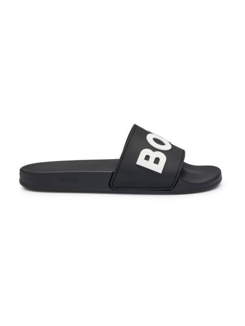BOSS ITALIAN-MADE SLIDES WITH RAISED LOGO