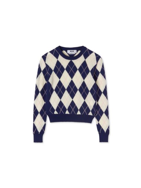 MSGM Vrigin wool sweater with "Argyle" motif
