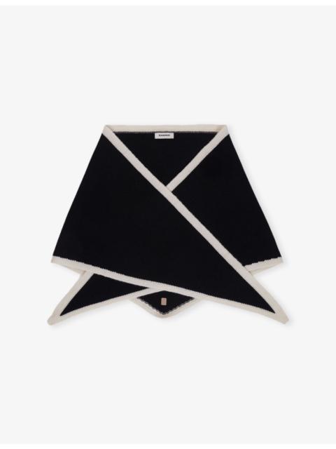 Sandro Two-Tone Wool and Cashmere Triangle Scarf