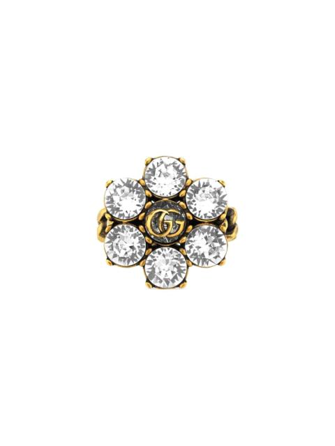 GUCCI crystal-embellished Double G ring
