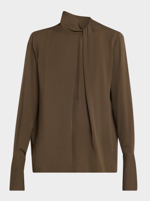 TOM FORD Twisted-Neck Silk Long-Sleeve Shirt