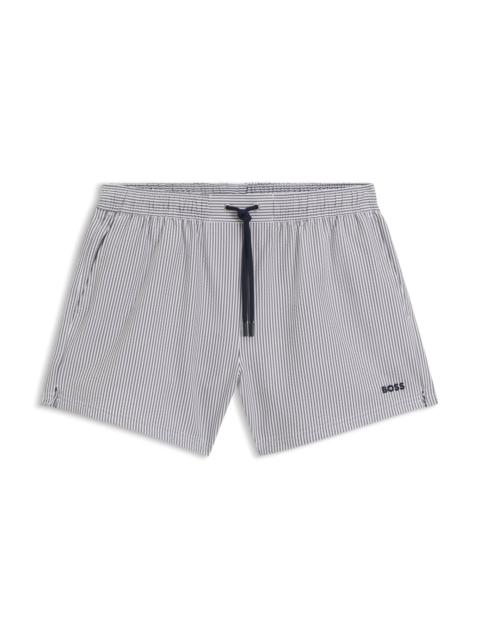 BOSS SWIM SHORTS IN STRIPED SEERSUCKER FABRIC