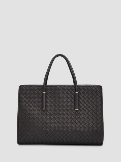 Bottega Veneta Women's Barbara Intrecciato-Leather Tote Bag - Espresso Brass