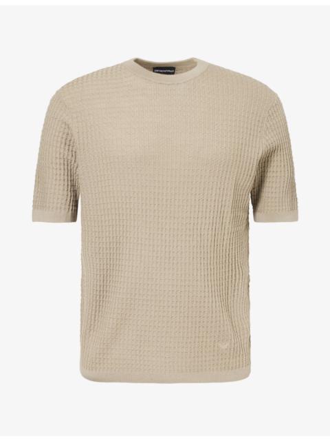 EMPORIO ARMANI Square-Knit Virgin-Wool T-Shirt