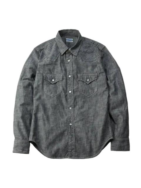THE FLAT HEAD FN-SCW-003L 5oz Western Chambray Shirt Black