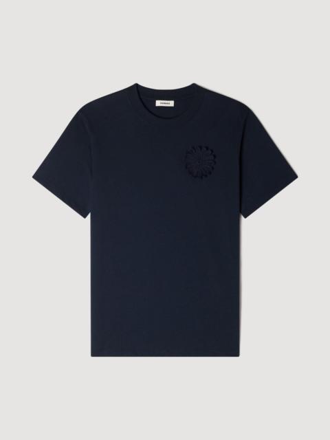 Sandro COTTON CROCHET FLOWER T-SHIRT