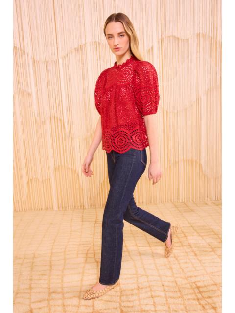 ULLA JOHNSON Arda Puff Short Sleeve Blouse