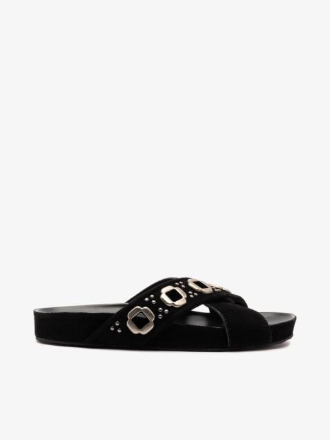 Milan Studs Slide In Black Suede