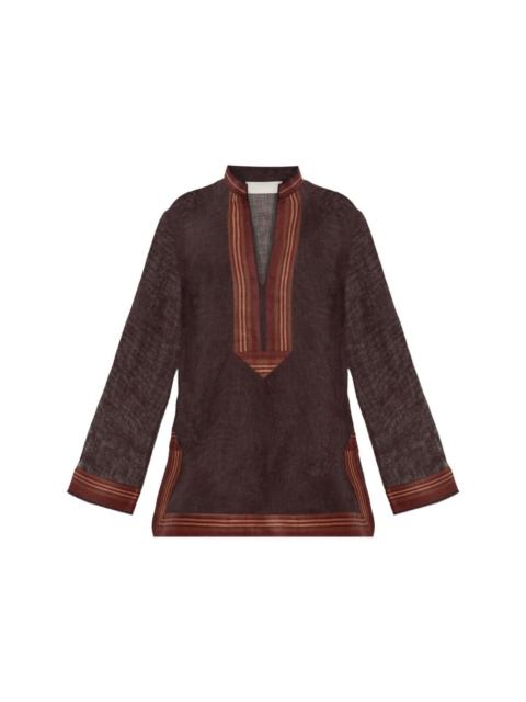 TORY BURCH Linen striped tunic