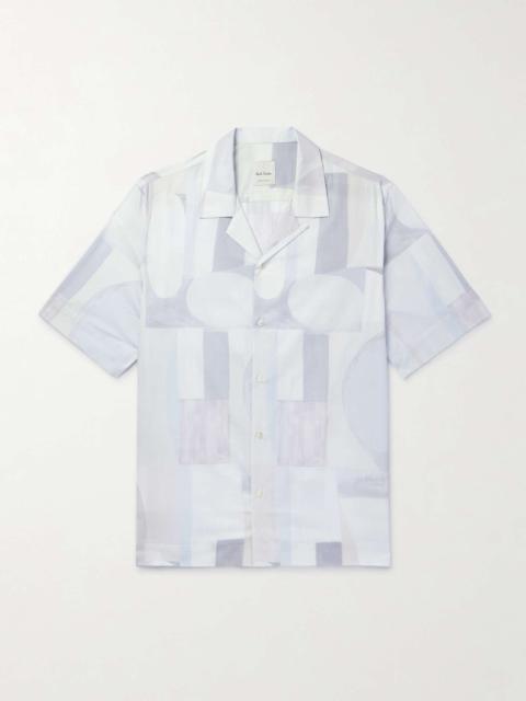 Convertible-Collar Printed Cotton-Poplin Shirt