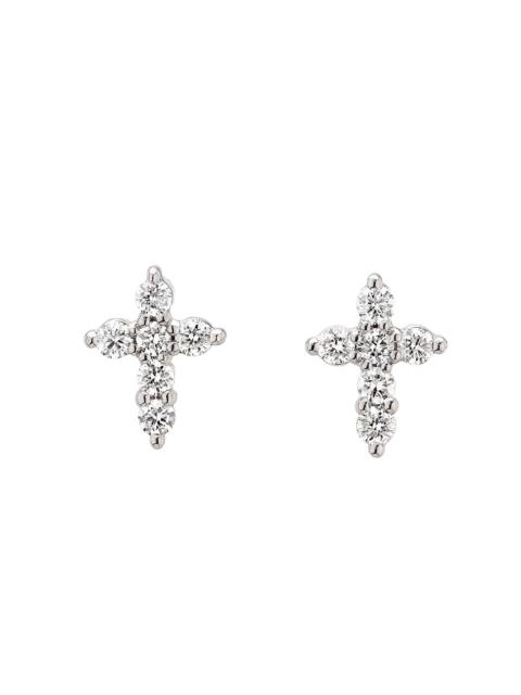 ROBERTO COIN Women's Tiny Treasures 18K Gold & 0.24 TCW Diamond Cross Stud Earrings - White Gold