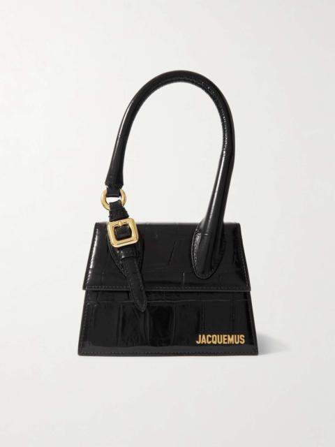 Le Chiquito Moyen mini embellished croc-effect patent-leather tote