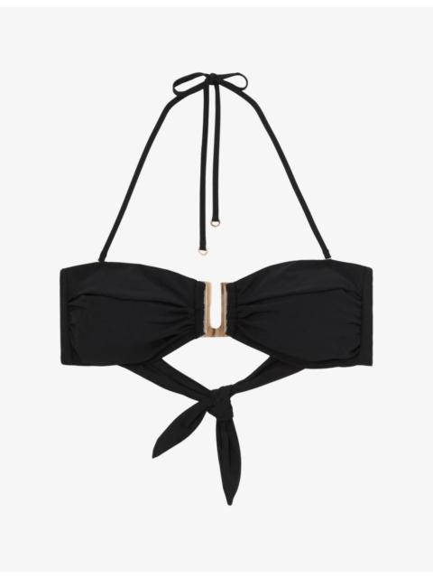 REISS Carina Removable-Strap Stretch-Woven Bikini Top