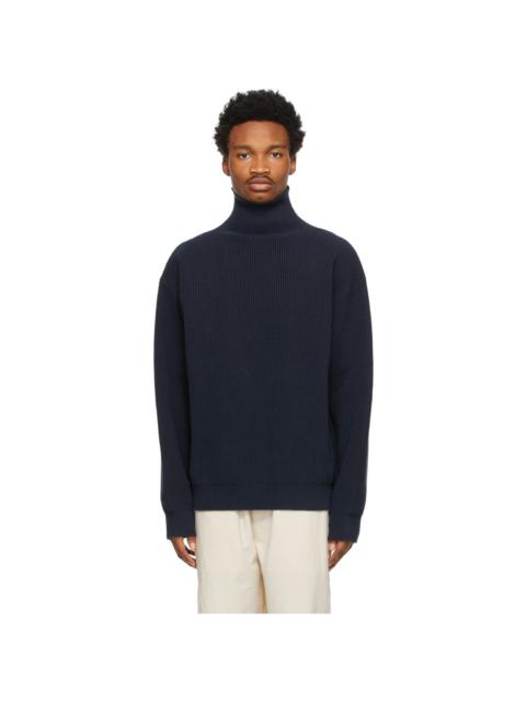 Jil Sander Navy Cotton Turtleneck