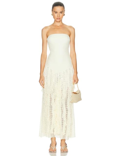PatBO Ayla Fringe Strapless Maxi Dress
