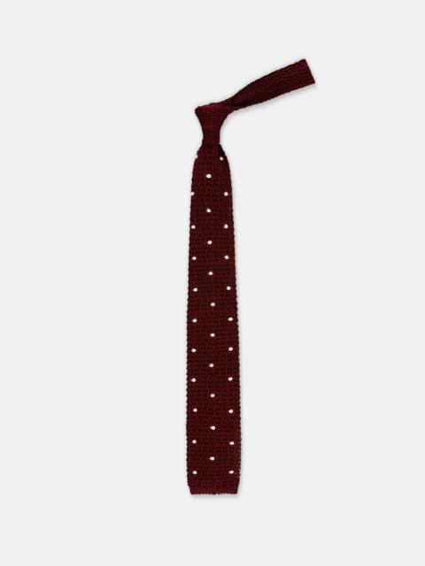 J. PRESS MADE-IN-ITALY BURGUNDY & WHITE DOTS SILK KNIT TIE