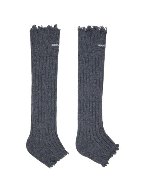 SHUSHU/TONG Gray Embroidered Logo Sandal Socks